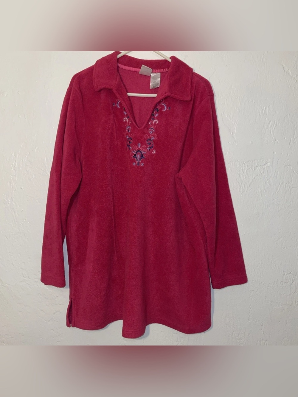 Just My Size Red Embroidered Fleece Pullover